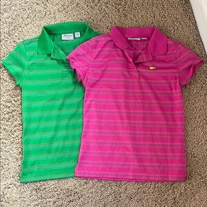 Girls Striped Master Polo Shirts - Green and Pink